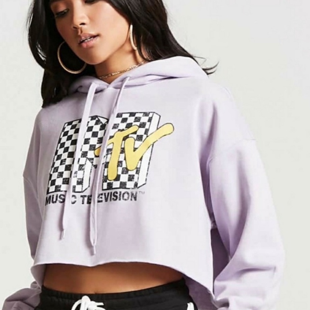 MTV Music Television Plus Size Cropped Punk Hoodie
